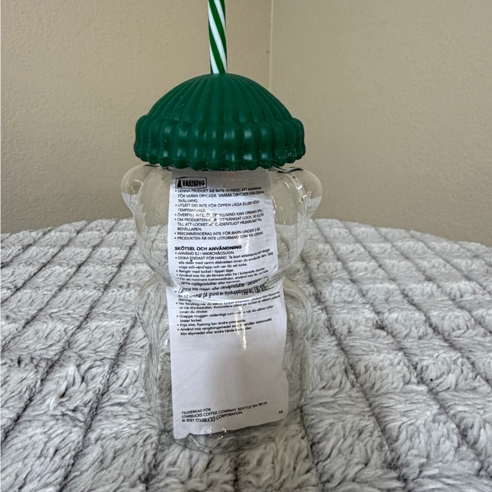 Starbucks Clear Bear Tumbler with Green Lid - Picture 3 of 4